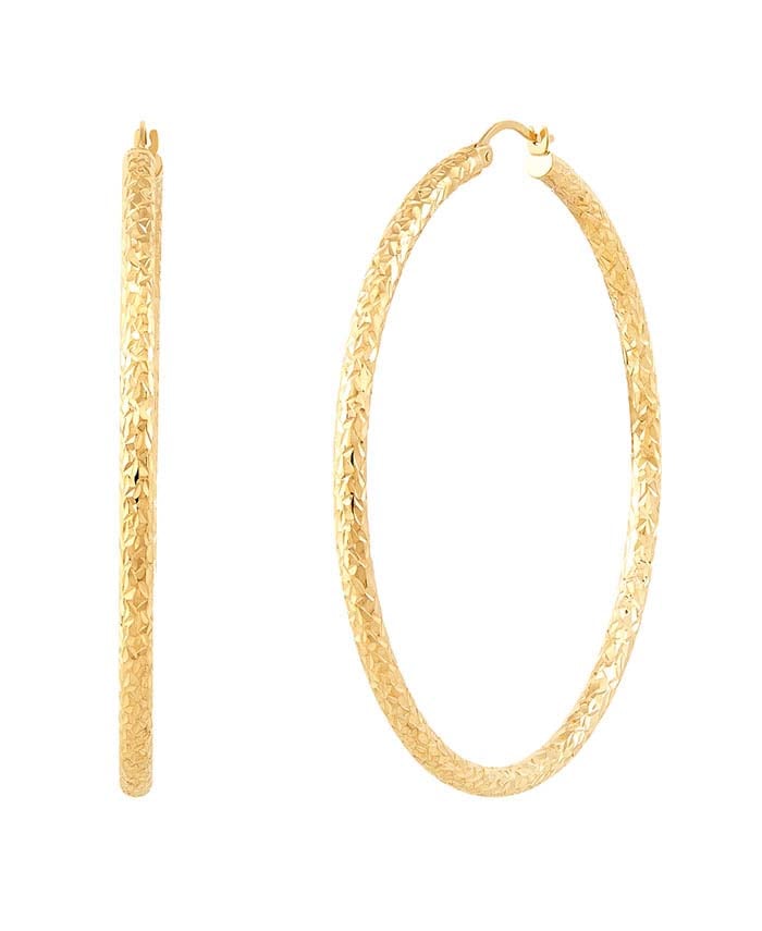 Orecchini a cerchio testurizzati in oro giallo 14K
