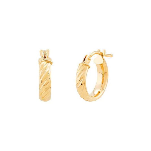 14K Yellow Gold Huggie Hoop Earrings