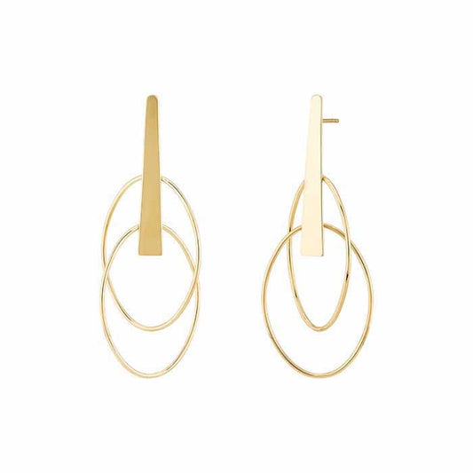 14K Yellow Gold Double Oval Post Earrings