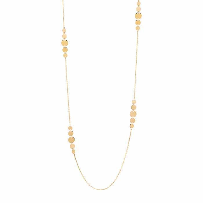 14K पीला सोना क्रमिक डिस्क स्टेशन हार