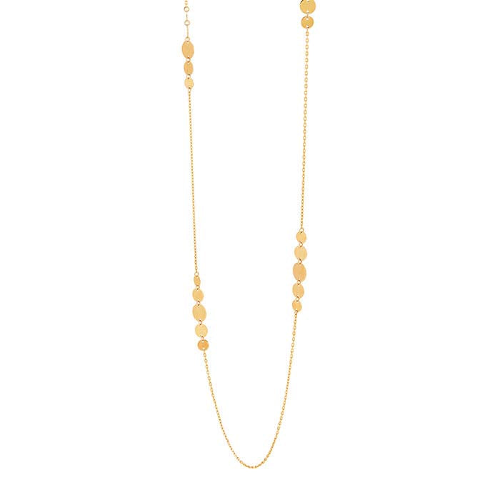 14K पीला सोना क्रमिक डिस्क स्टेशन हार