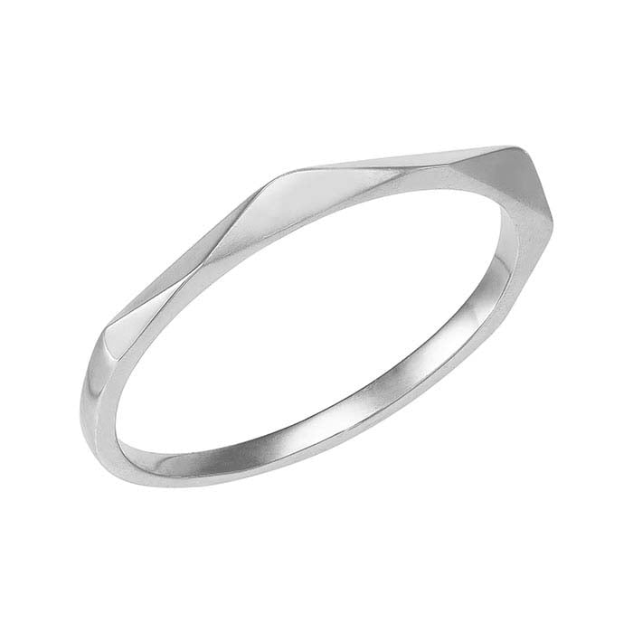 14K सफेद सोना ज्यामितीय बैंड