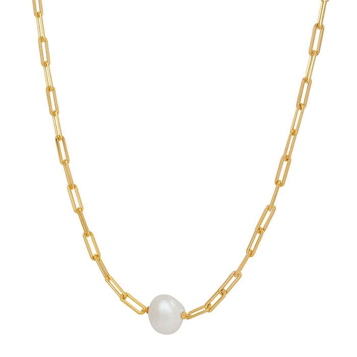 14K Gold-Plated Sterling Silver Coin Freshwater Pearl Necklace