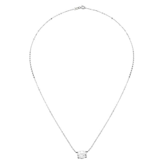 10K White Gold Lab-Grown White Sapphire-Set Necklace