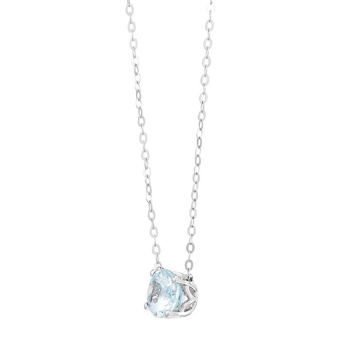 10K White Gold Aquamarine-Set Necklace
