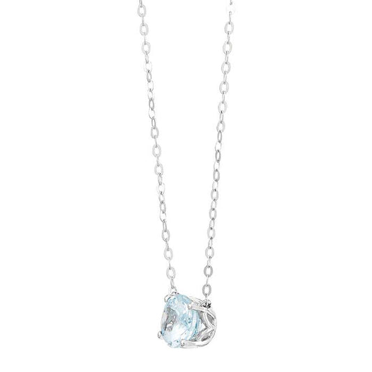10K White Gold Aquamarine-Set Necklace