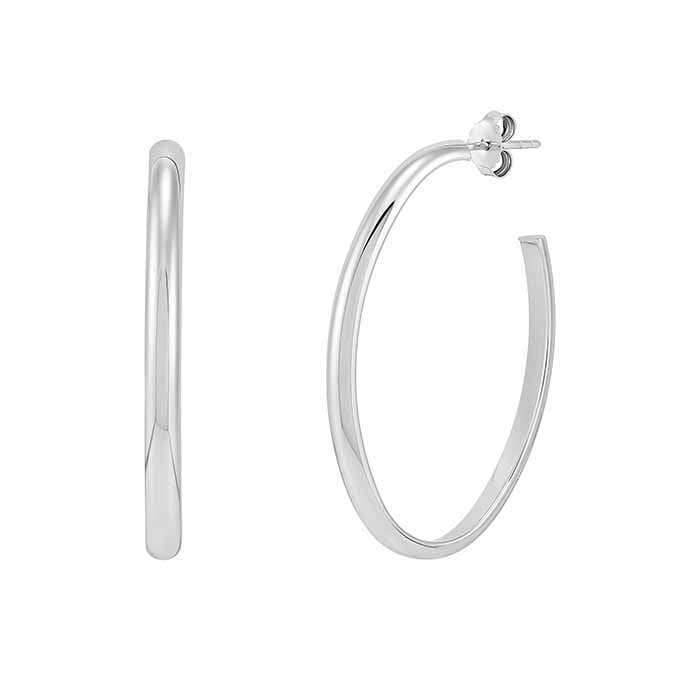 Sterling Silver Oval Tube Hoop Earrings