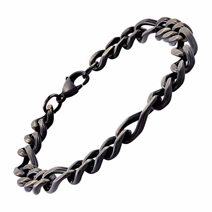 Sort rustfrit stål 8,5 mm Figaro kæde armbånd